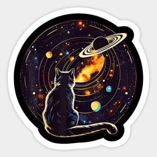 Cutest cat swiming in a galaxy Sticker